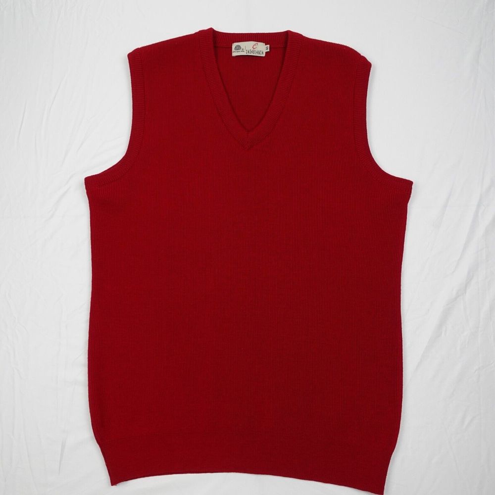 Casablanca V Neck Sweater Vest Adult Size 40 Red Color Pure Wool Pullover.
